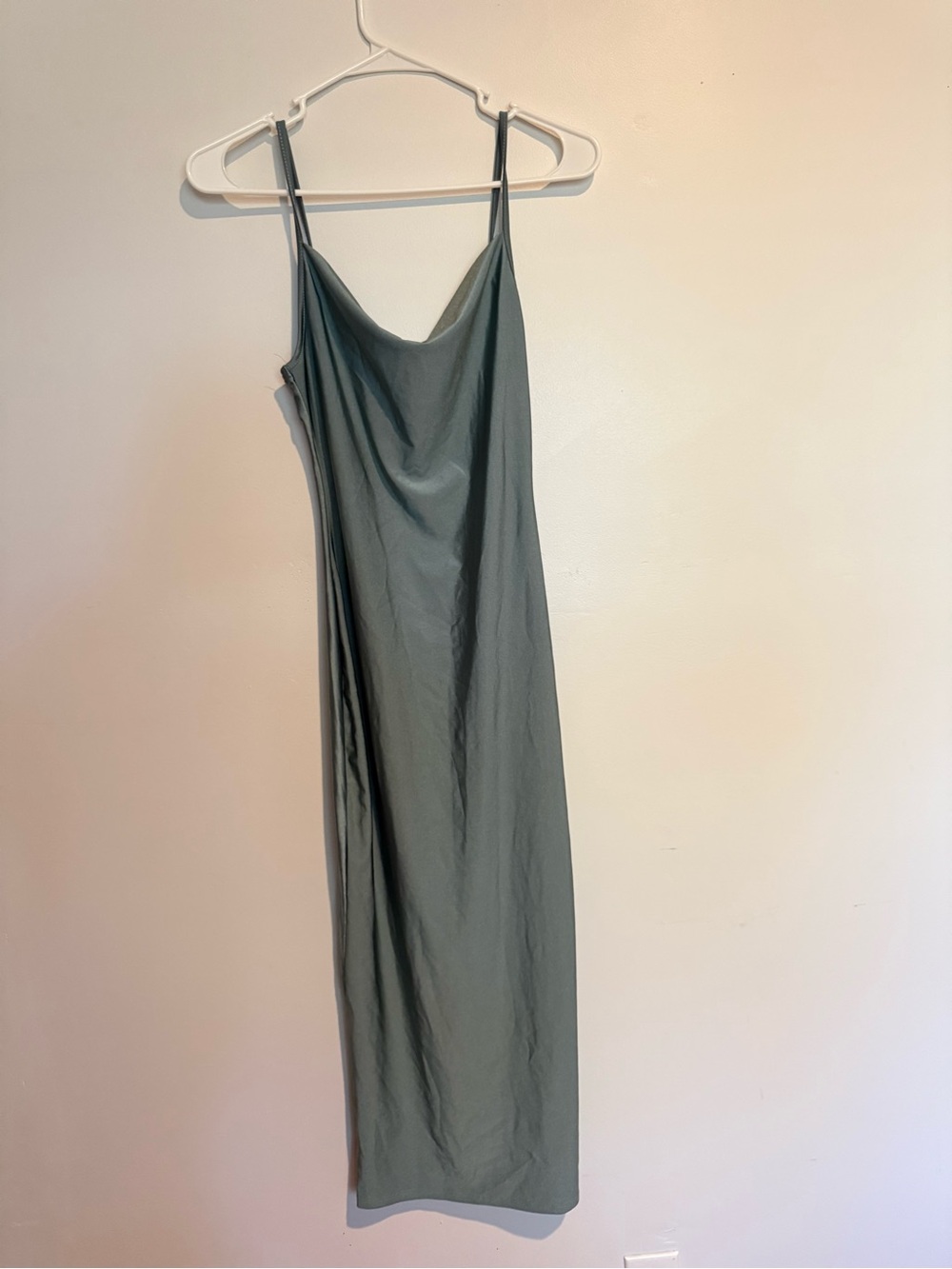 Satin Cowl Neck Slip Dress in Sage Green